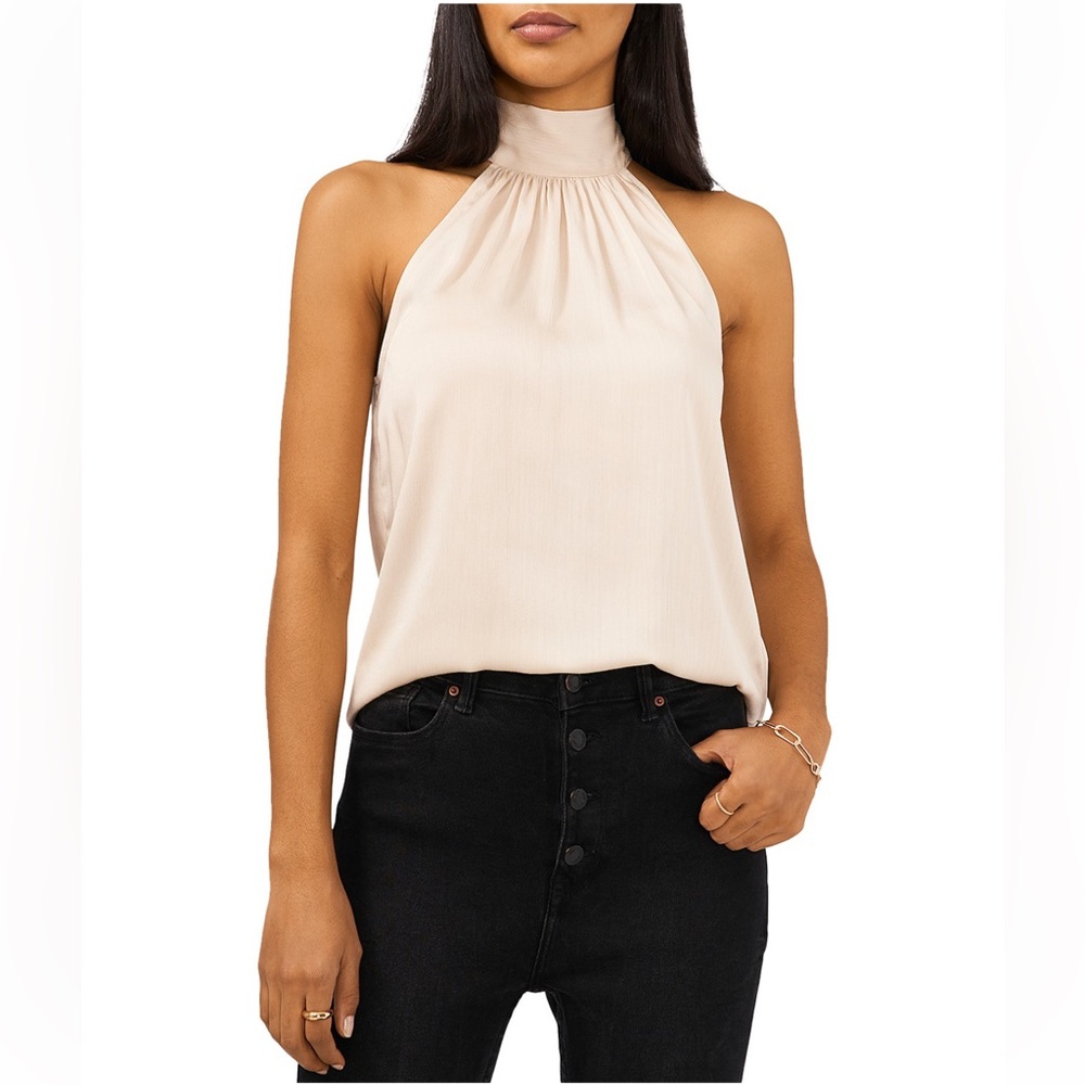 NWT 1.State Cream Halter Top Sleeveless Blouse sz. Small